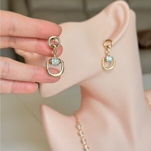 Gold Drop Crystal Dangle Earrings - Women Jewelry